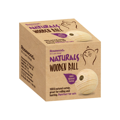 Rosewood Naturals Catnip Wooden Ball Cat Toy