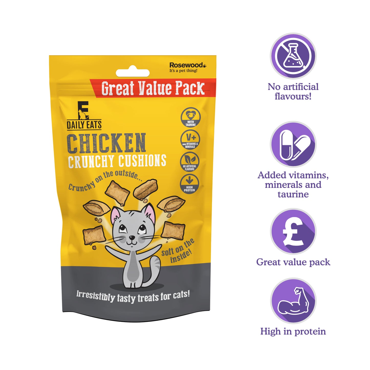 Rosewood Chicken Crunchy Cushions Cat Treats Value Pack