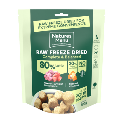 Natures menu Natures Menu Raw Freeze Dried Lamb Adult Dry pet food packaging
