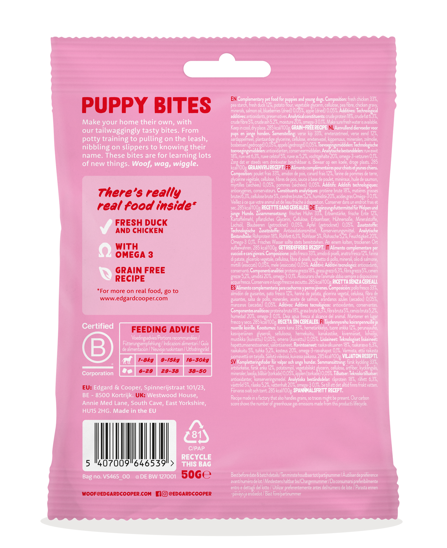 Edgard Cooper Grain Free Puppy Bites Duck & Chicken Dog Treats