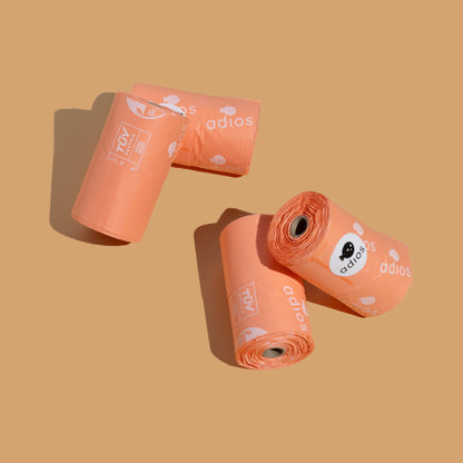 Adios Plastic Compostable Handle on a Roll Pink Poo Bags