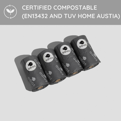 Adios Plastic Compostable Handle on a Roll Grey Poo Bags