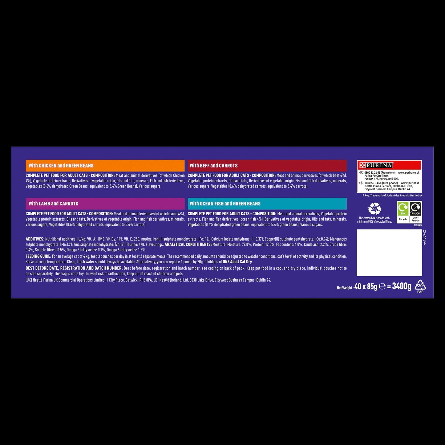 Purina One Mini Fillets Mixed Selection in Gravy Wet Cat Food