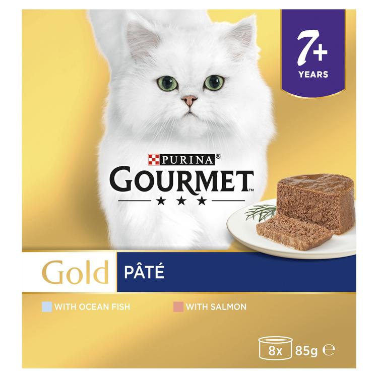 Gourmet Gourmet Purina Gold Pate Salmon Senior Wet Cat Food pet food packaging