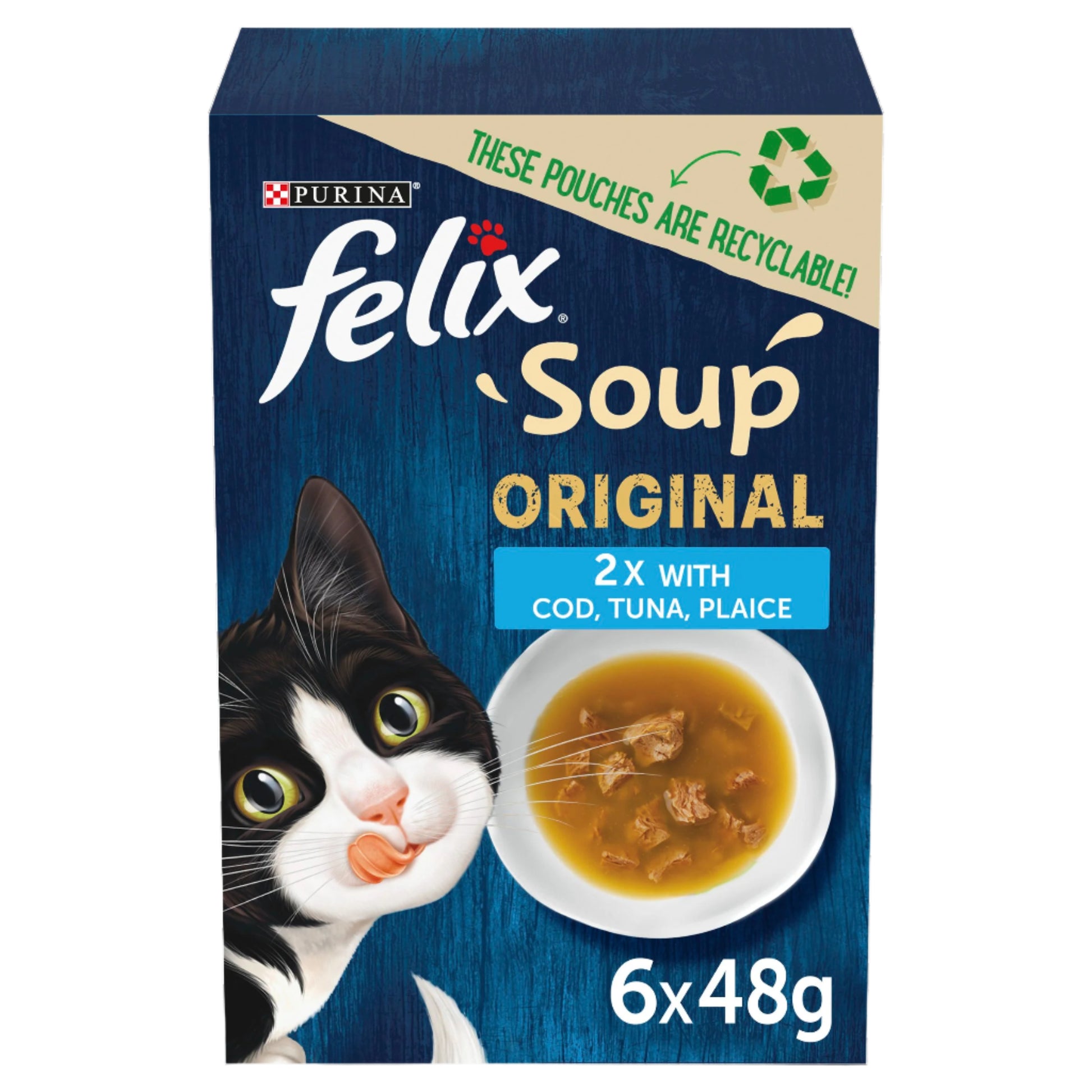 Felix Felix Soup Plaice Cod Tuna Adult Wet Cat Food pet food packaging