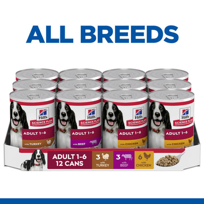 Hill's Science Plan Adult Wet Dog Food with Chicken, Turkey and Beef