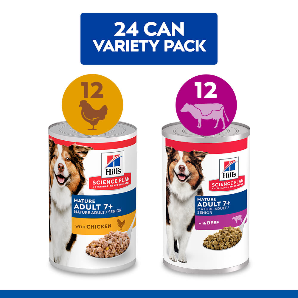 Hill's Science Plan Variety Pack Mature Adult Wet Dog Food with Chicken and Beef