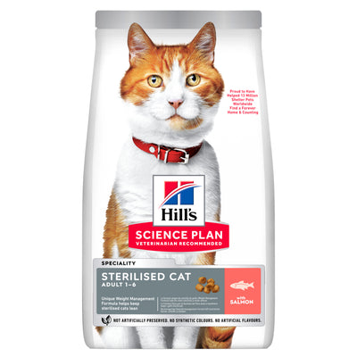 Hill's Hill'S Science Plan Sterilised Salmon Adult pet food packaging