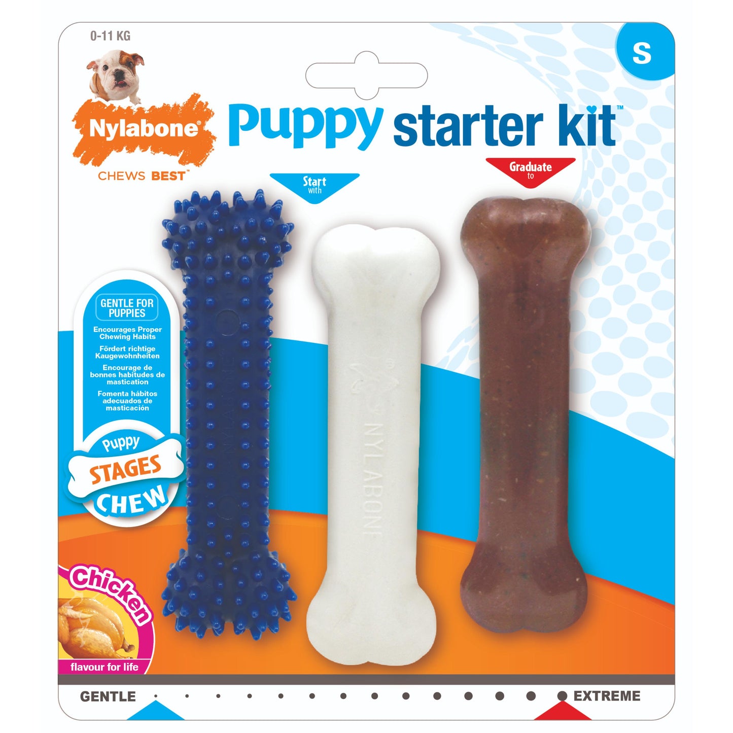 Nylabone Chew Triple Pack Chicken Puppy Chew Dog Toy