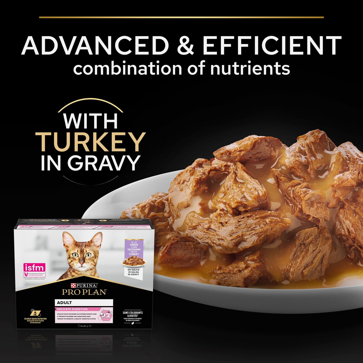 Pro Plan 1+ Delicate Digestion with Turkey in Gravy Adult Wet Cat Food Pouches