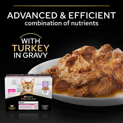 Pro Plan 1+ Delicate Digestion with Turkey in Gravy Adult Wet Cat Food Pouches