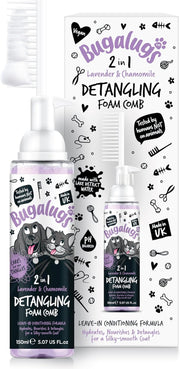Bugalugs 2 in 1 Detangle & Conditioning Foam Comb for Dogs & Cats - Lavender & Chamomile