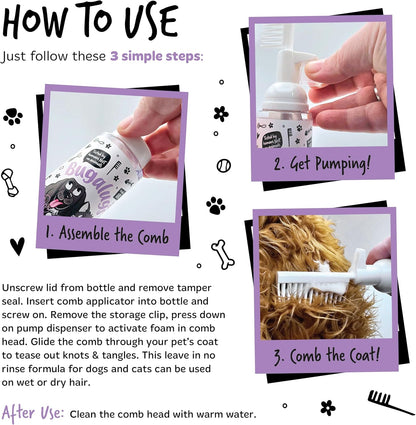 Bugalugs 2 in 1 Detangle & Conditioning Foam Comb for Dogs & Cats - Lavender & Chamomile