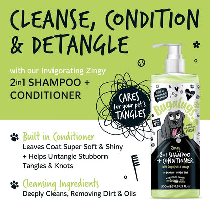 Bugalugs 2 in 1 Dog Shampoo & Conditioner Zingy Bottle with Grapefruit & Orange