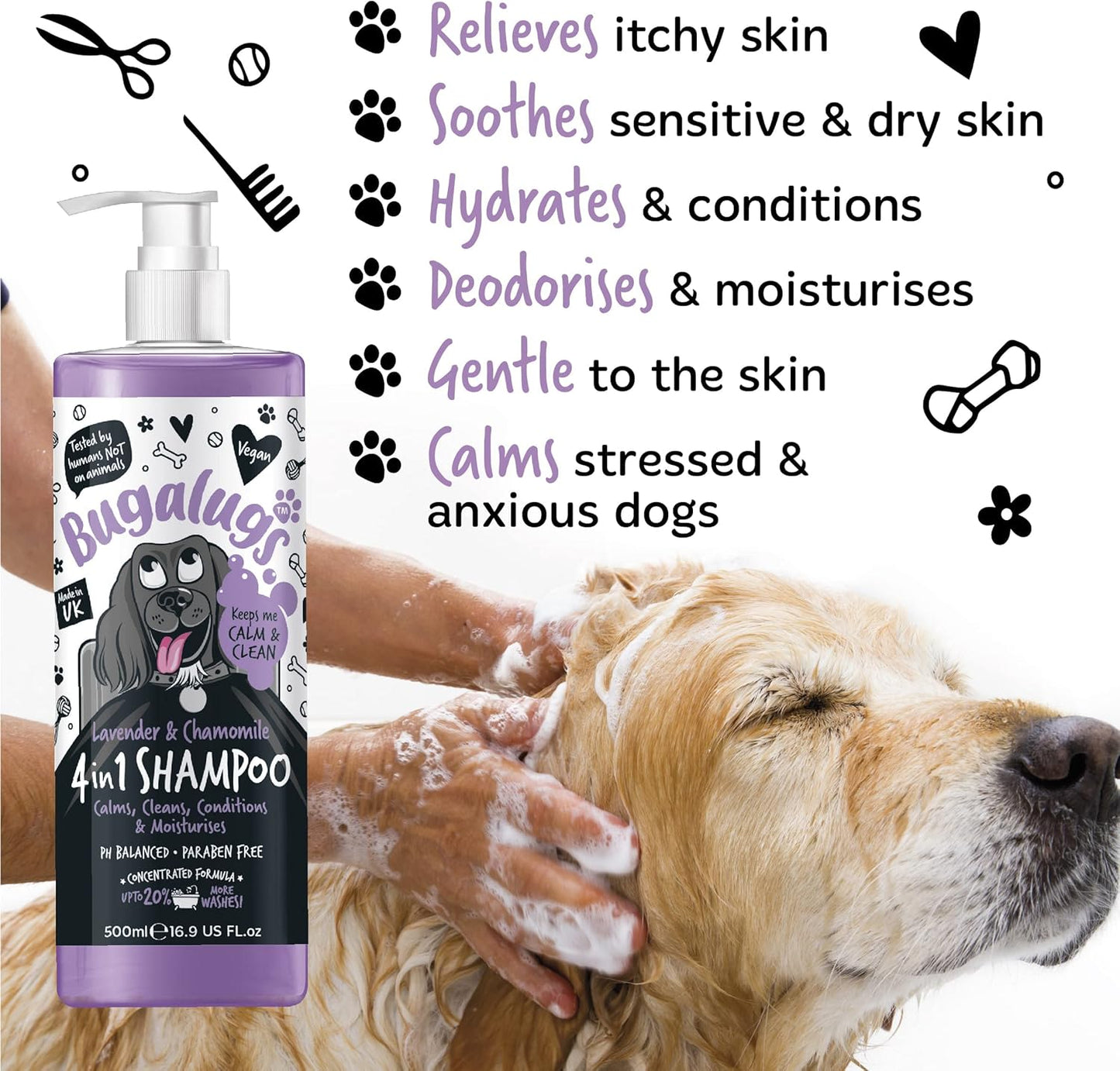 Bugalugs 4 In 1 Dog Shampoo - Lavender & Chamomile