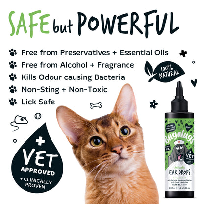 Bugalugs Antiseptic Ear Drops for Dogs, Cats & Pets
