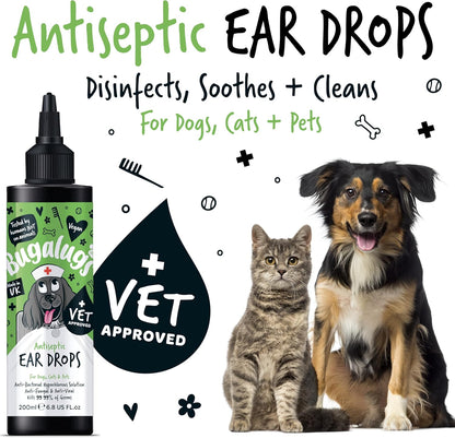 Bugalugs Antiseptic Ear Drops for Dogs, Cats & Pets