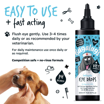 Bugalugs Antiseptic Eye Drops for Dogs, Cats & Pets