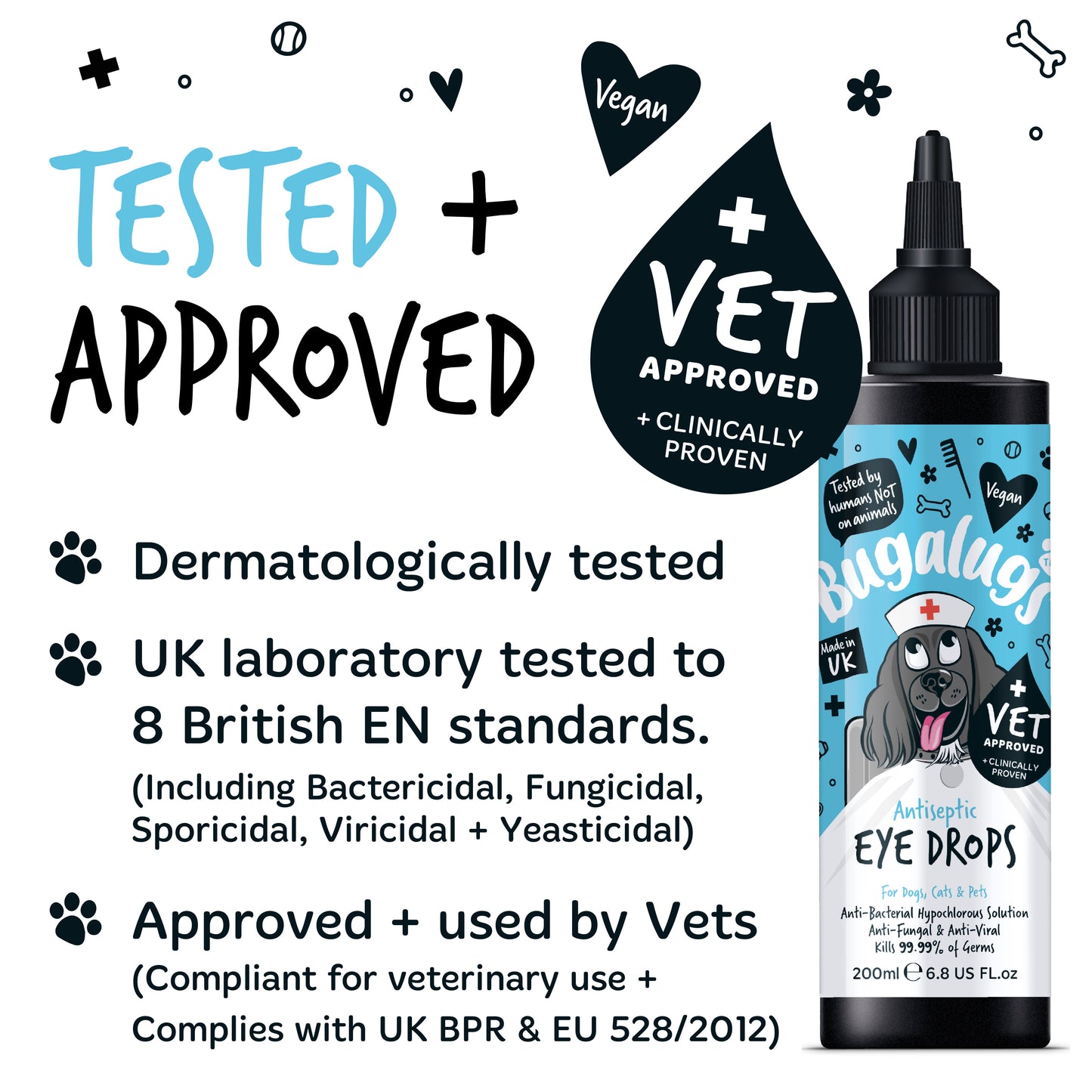 Bugalugs Antiseptic Eye Drops for Dogs, Cats & Pets