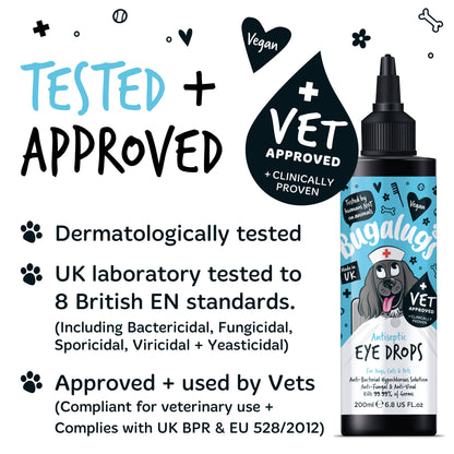 Bugalugs Antiseptic Eye Drops for Dogs, Cats & Pets