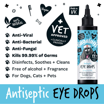 Bugalugs Antiseptic Eye Drops for Dogs, Cats & Pets