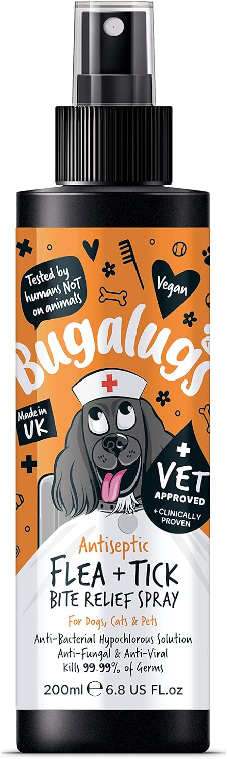 Bugalugs Antiseptic Flea & Tick Bite Relief Spray for Dogs, Cats & Pets