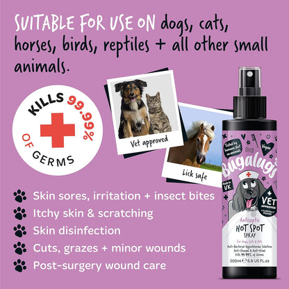 Bugalugs Antiseptic Hot Spot Spray for Dogs, Cats & Pets
