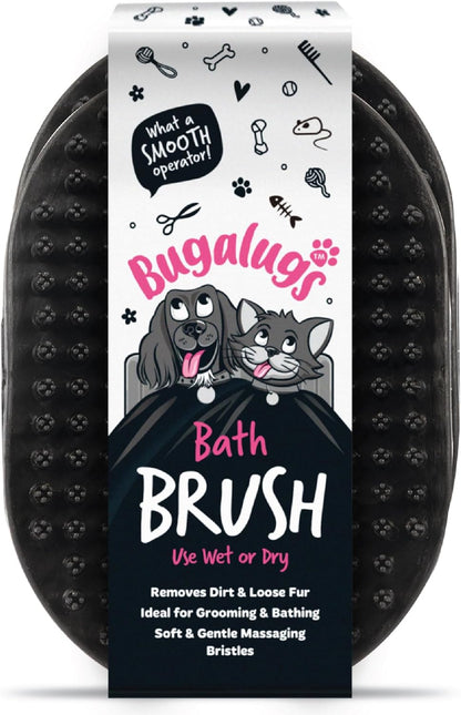 Bugalugs Wet & Dry Bath Brush for Dogs & Cats - Black