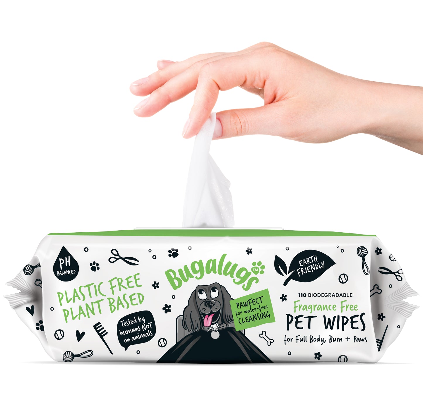 Bugalugs Fragrance Free Biodegradable Pet Wipes - Large