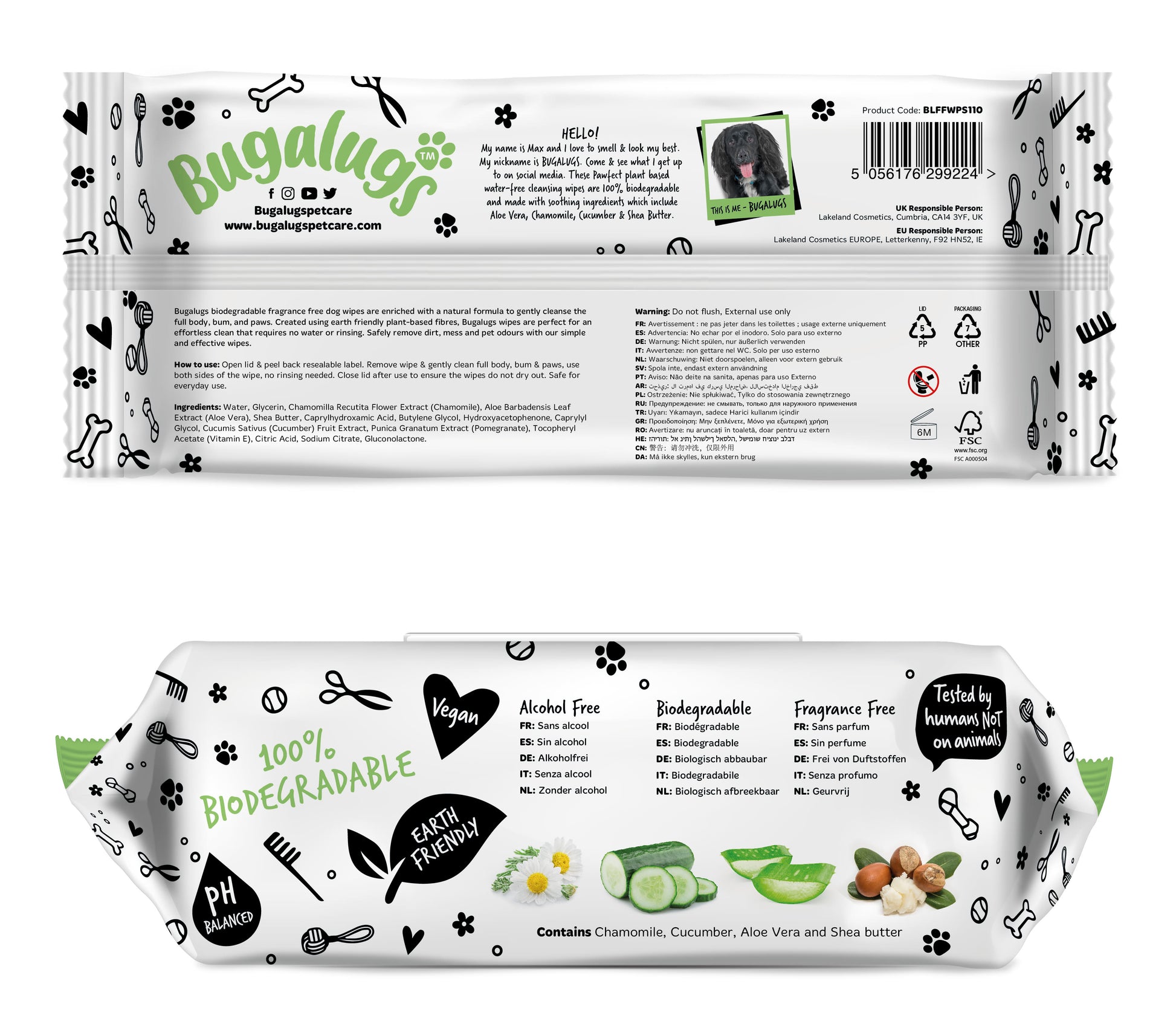 Bugalugs Fragrance Free Biodegradable Pet Wipes Large – Pet