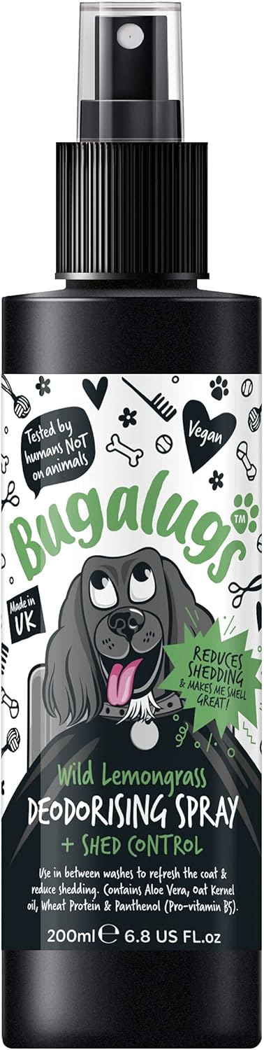 Bugalugs Wild Lemongrass Dog Deodorising Spray with Shed Control