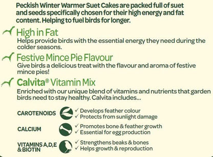 Peckish Winter Warmer Extra Energy Suet Cake for Wild Birds
