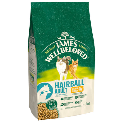 James Wellbeloved Hairball Adult Dry Cat Food Turkey
