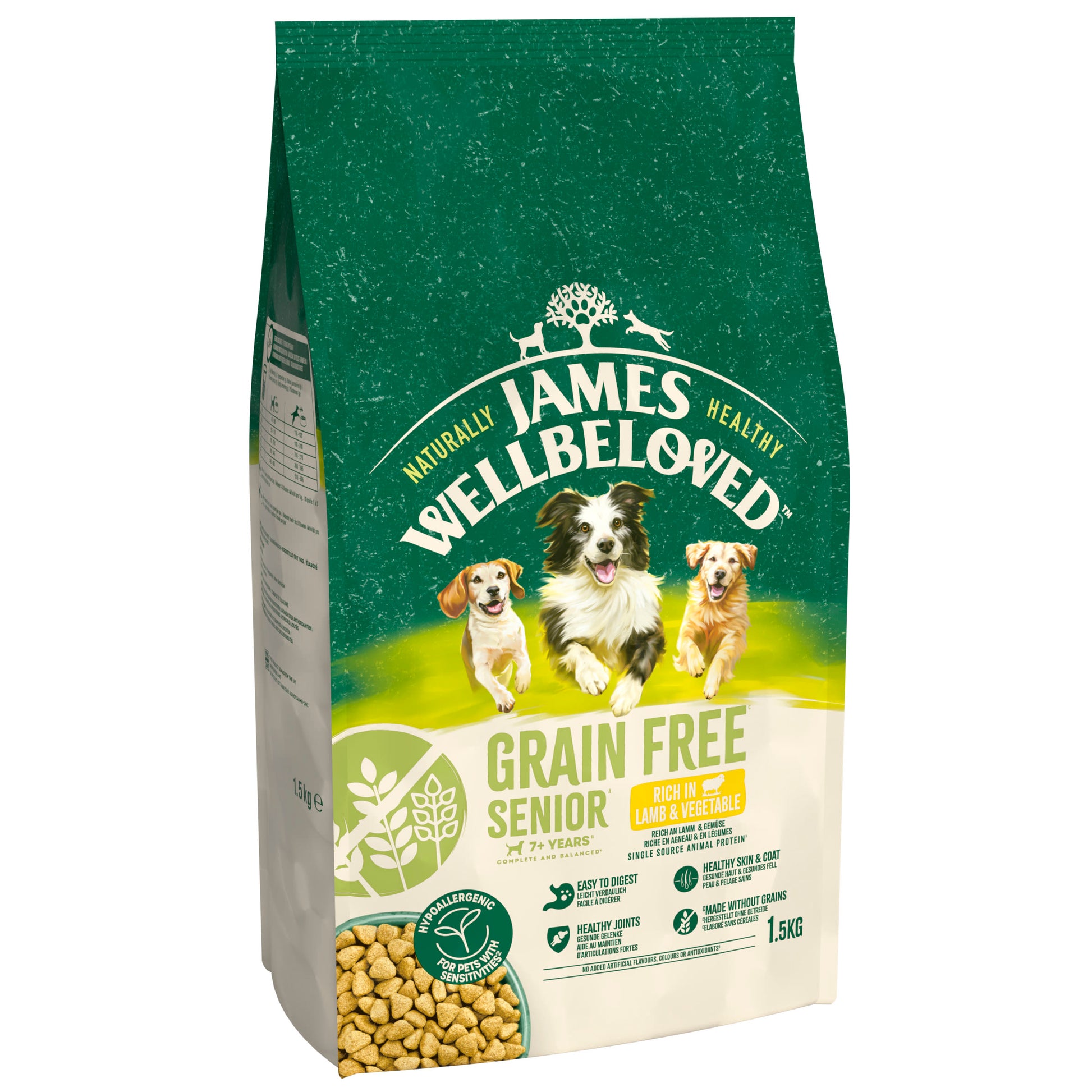 James Wellbeloved James Wellbeloved Grain Free Veg Lamb Senior Dry Dog Food pet food packaging
