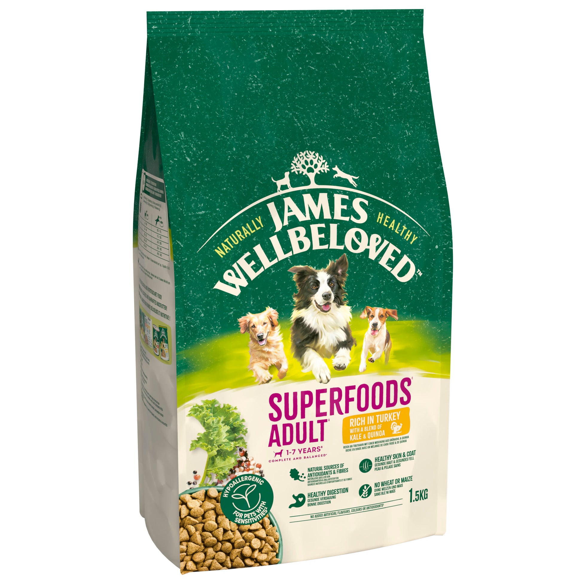 James Wellbeloved James Wellbeloved Superfoods Turkey Adult Dry Dog Food pet food packaging