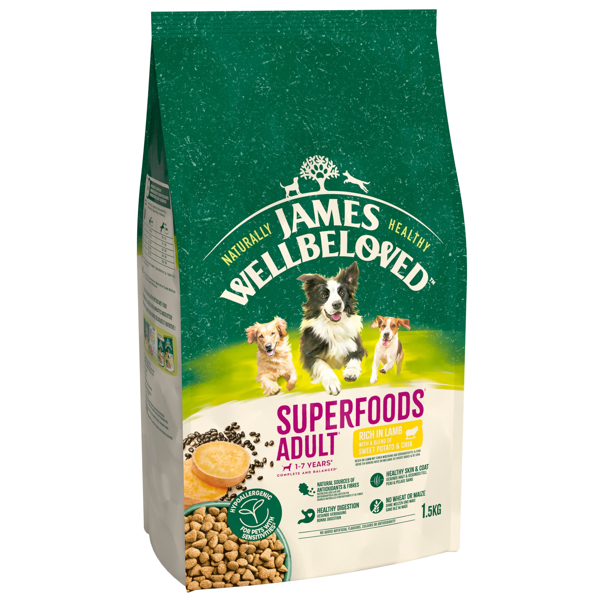 James Wellbeloved James Wellbeloved Superfoods Sweet Chia Lamb Adult Dry Dog Food pet food packaging