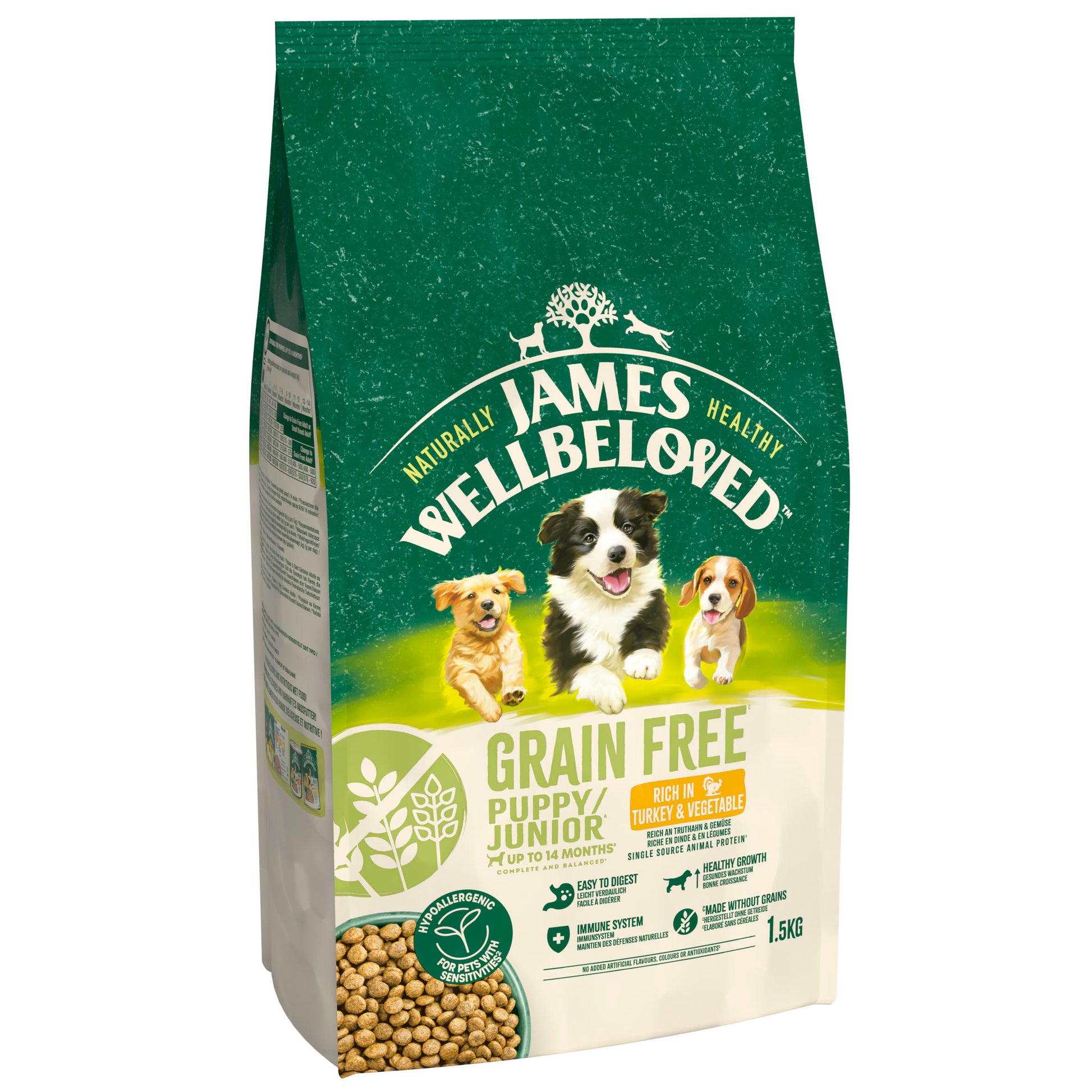 James Wellbeloved James Wellbeloved Grain Free Veg Turkey Puppy Dry Dog Food pet food packaging