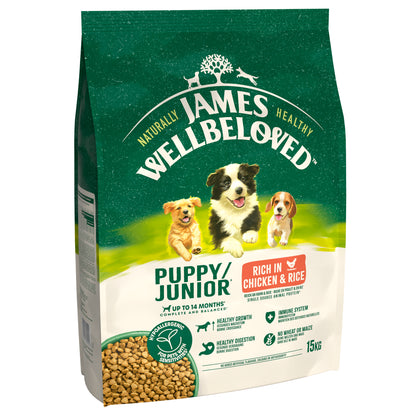 James Wellbeloved Puppy/Junior Dry Dog Food Chicken & Rice
