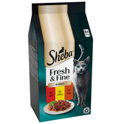 Sheba Fresh & Fine Wet Cat Food Pouches with Beef & Chicken & Lamb in Gravy