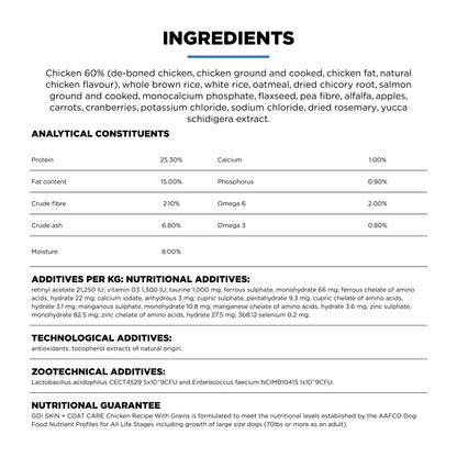 Go! Solutions Skin + Coat Care Chicken Recipe with Grains Dry Dog Food