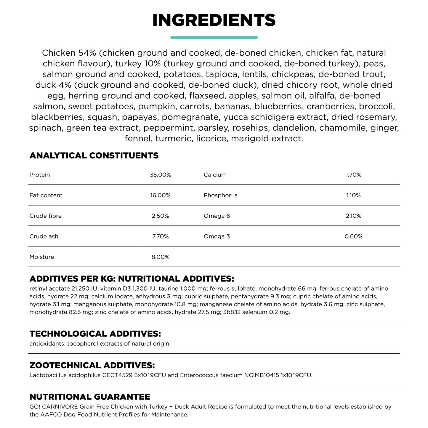 Go! Solutions Carnivore Grain Free Chicken, Turkey + Duck Adult Recipe Dry Dog Food