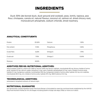 Go! Solutions Sensitivities Limited Ingredient Grain Free Duck recipe Dry Dog Food