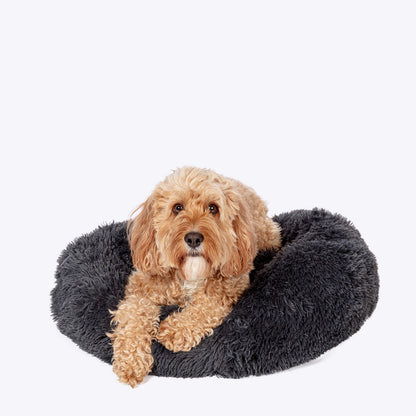 Danish Essentials Fluffy Donut Dog Bed - Charcoal