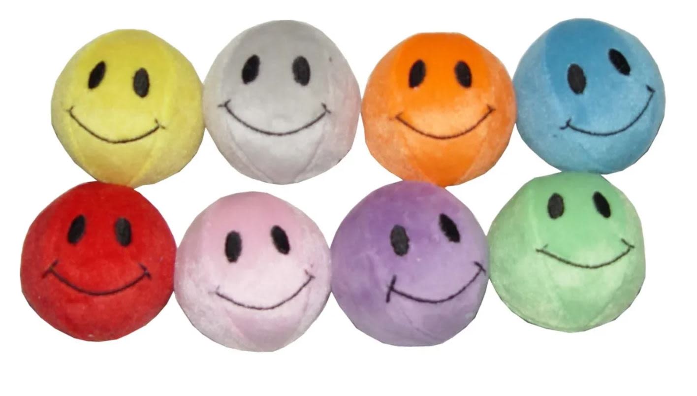 Pet Brands Plush Smiley Tennis Ball Dog Toy