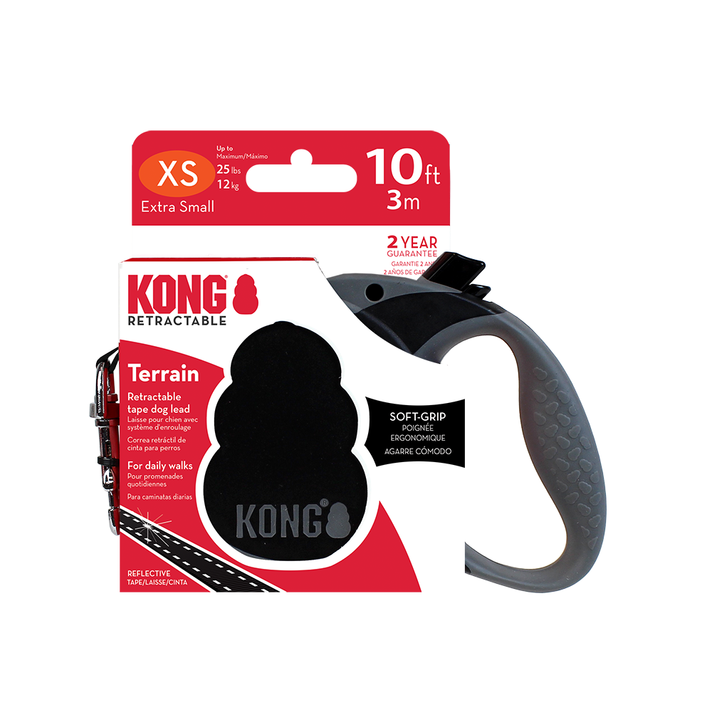 KONG Terrain Retractable Black Dog Lead