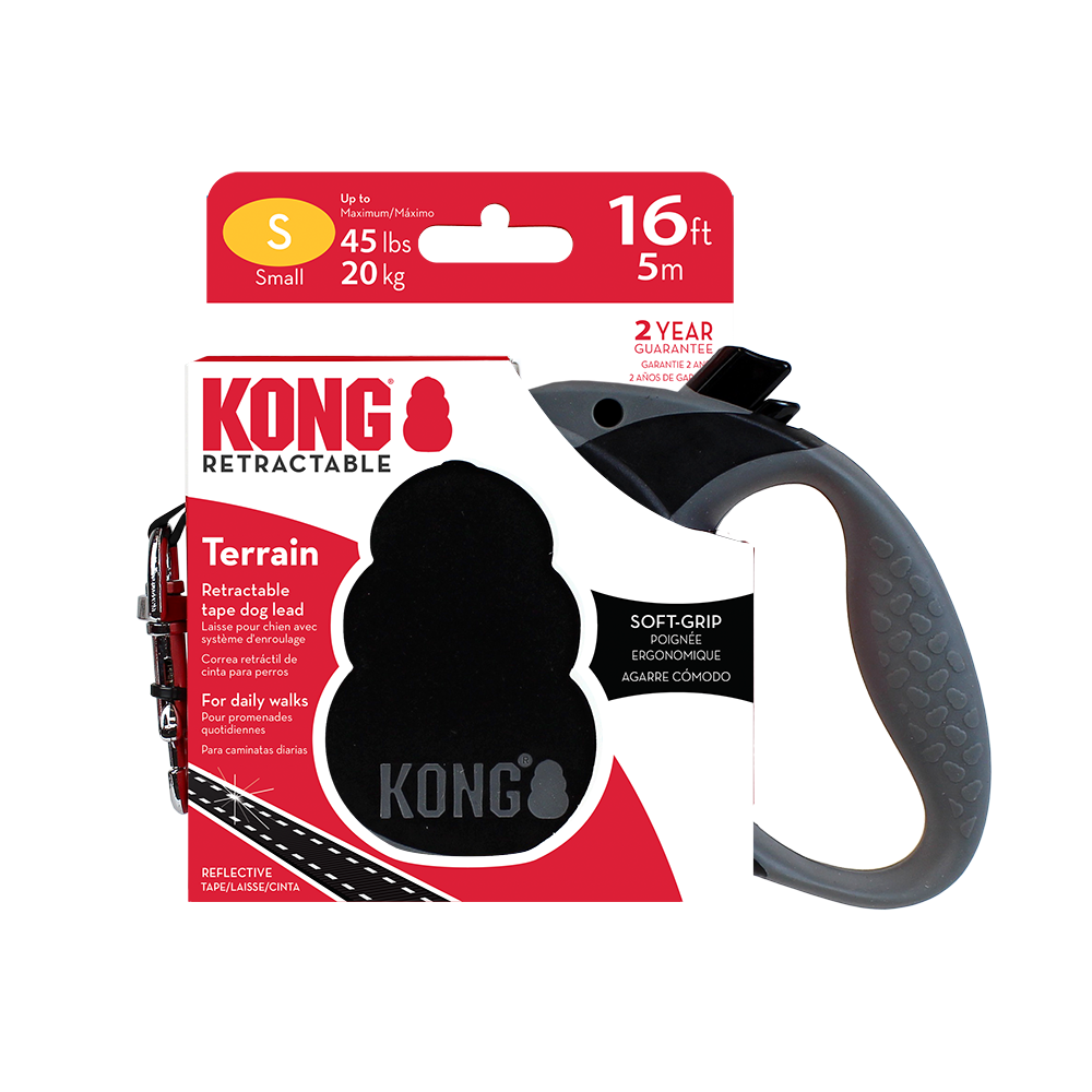 KONG Terrain Retractable Black Dog Lead