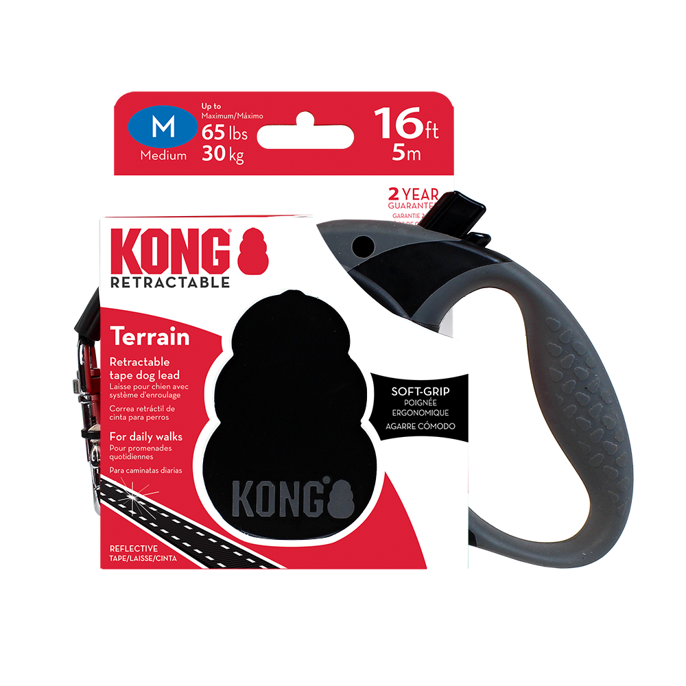 KONG Terrain Retractable Black Dog Lead