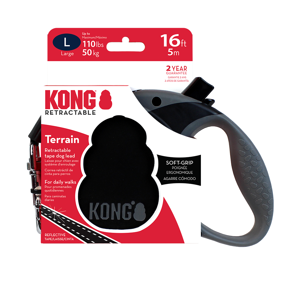 KONG Terrain Retractable Black Dog Lead