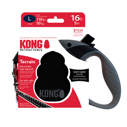 KONG Terrain Retractable Black Dog Lead