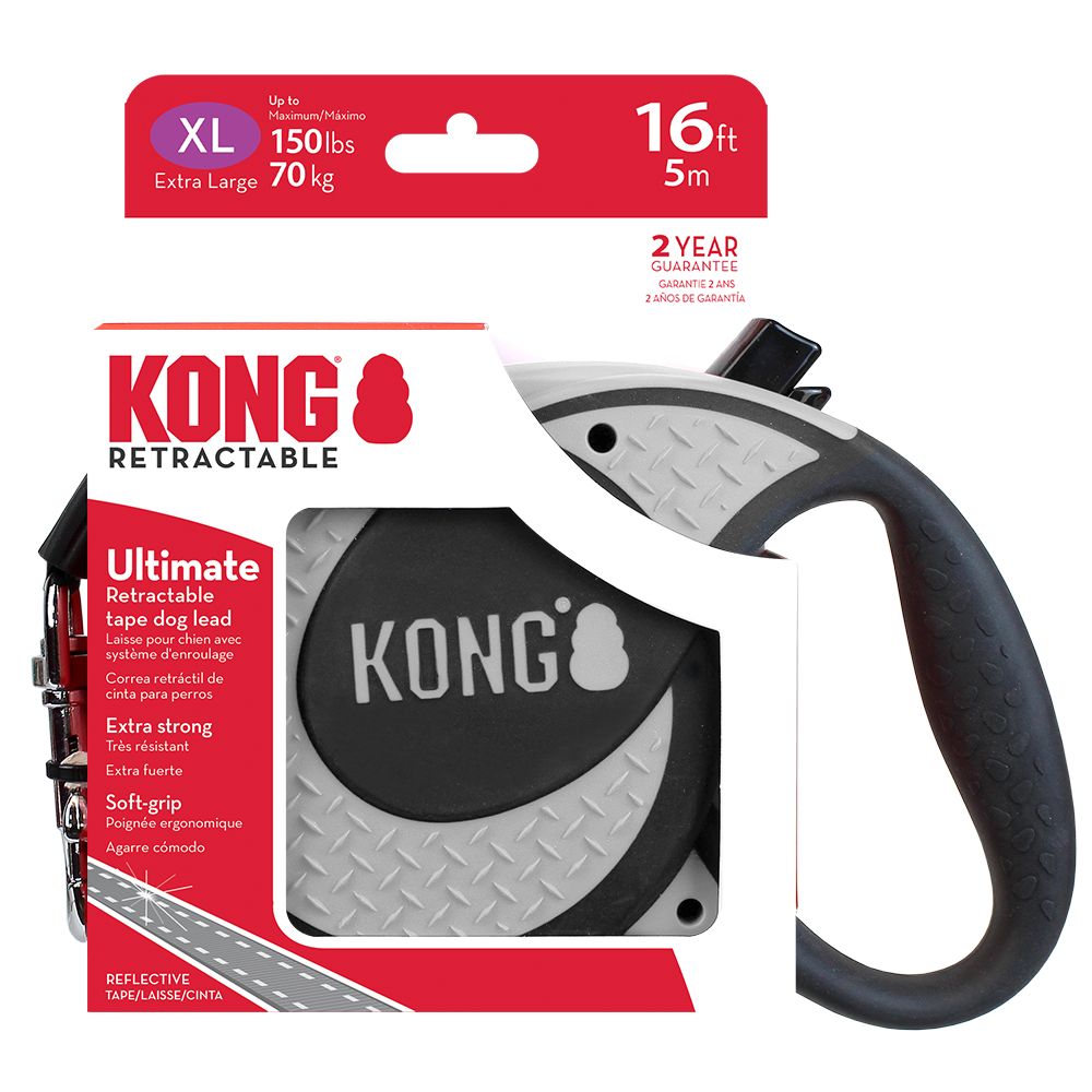 KONG Ultimate Retractable Grey Dog Lead